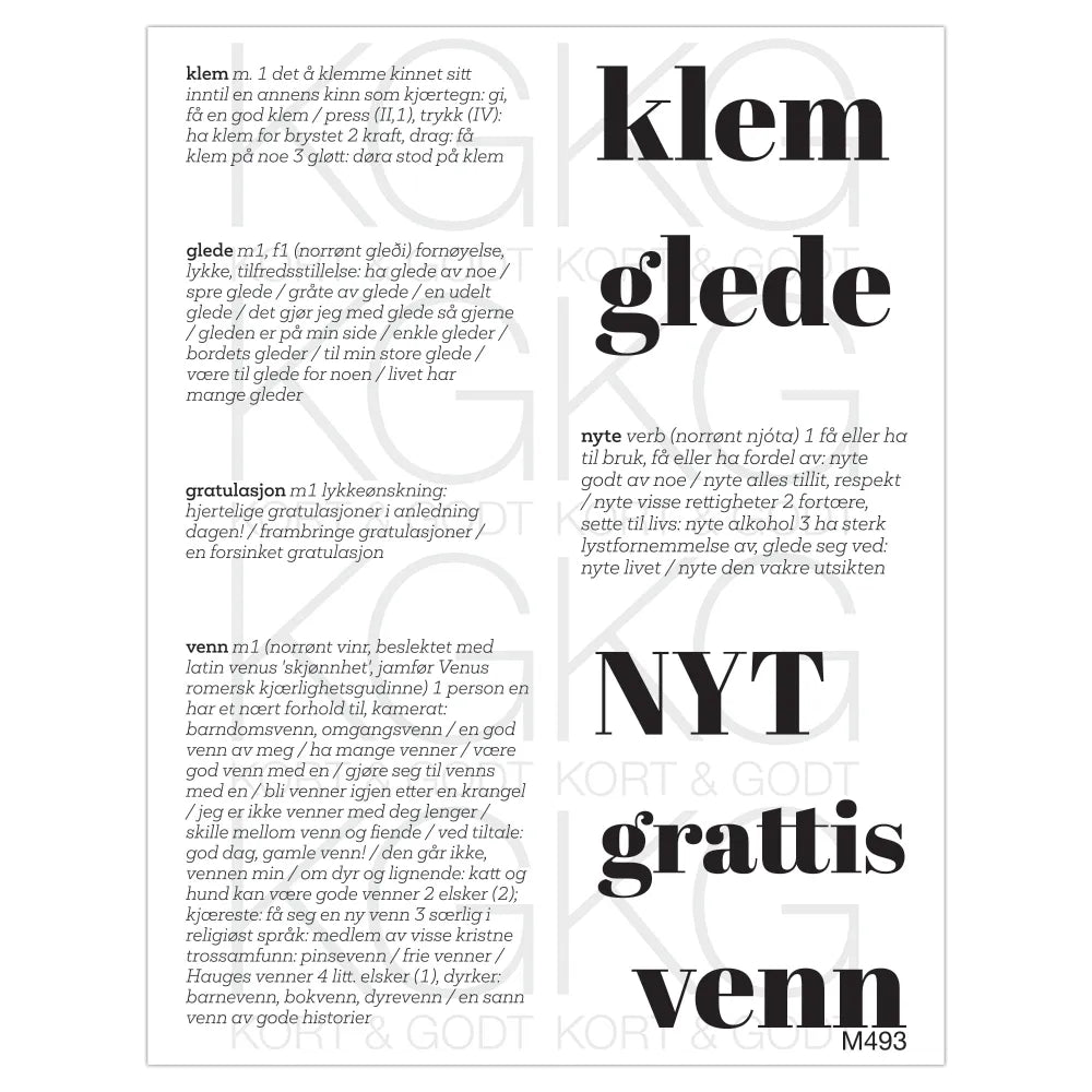 Kort & Godt - Clearstamps Medium plate - M493