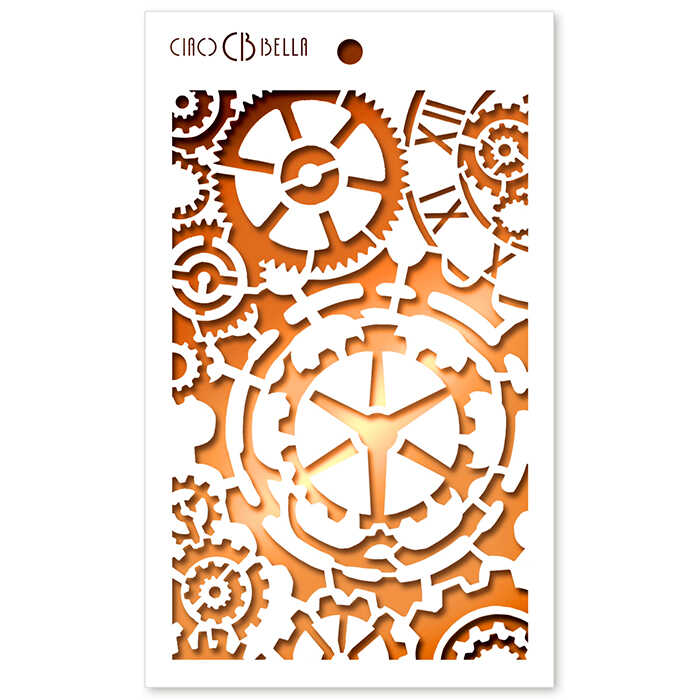 Ciao Bella - Bad Girls - Stencil - Gears - 5 x 8"