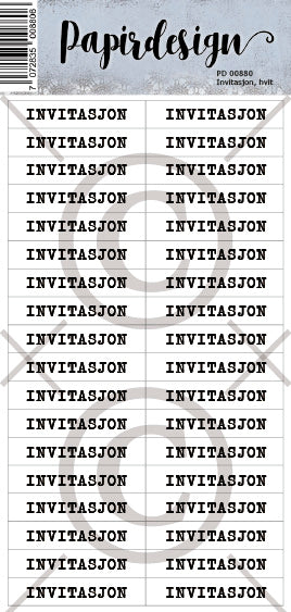 Papirdesign - Ord klistremerker - Invitasjon 6, hvit