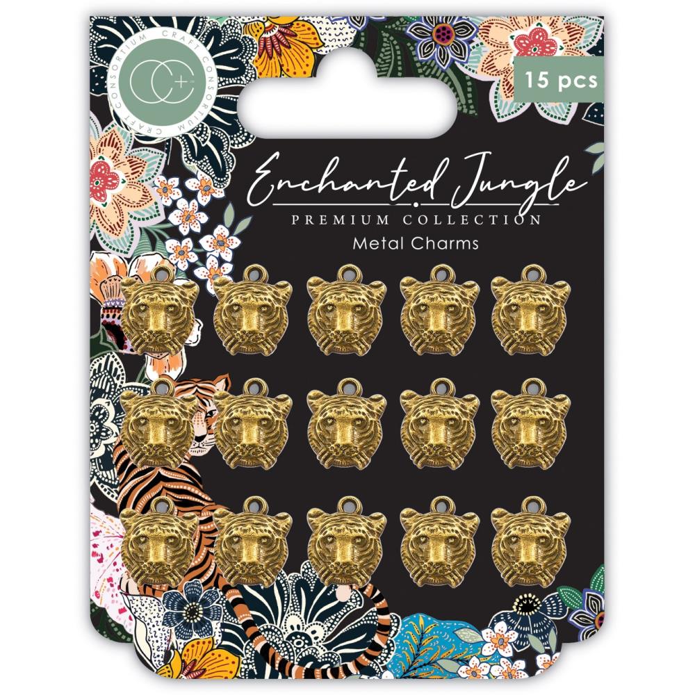 Craft Consortium - Enchanted Jungle  -  Metal Charms - Tiger