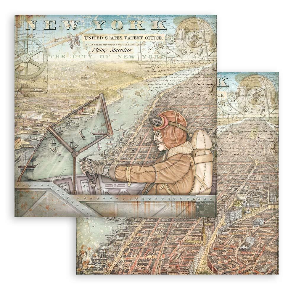 Stamperia  - Sir Vagabond Aviator - New York -   12 x 12"