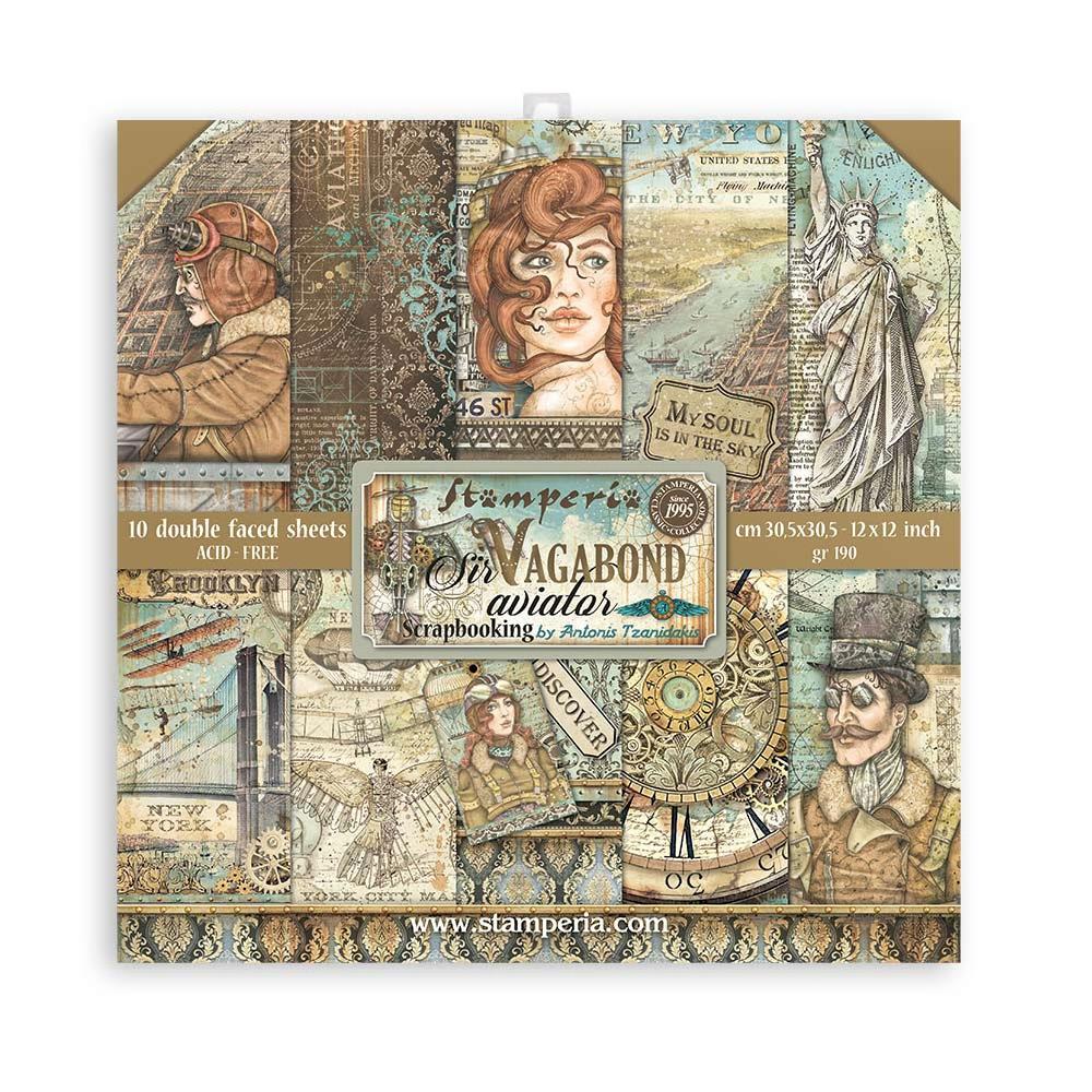 Stamperia - Sir Vagabond Aviator  - Paper Pack - 12" x 12"