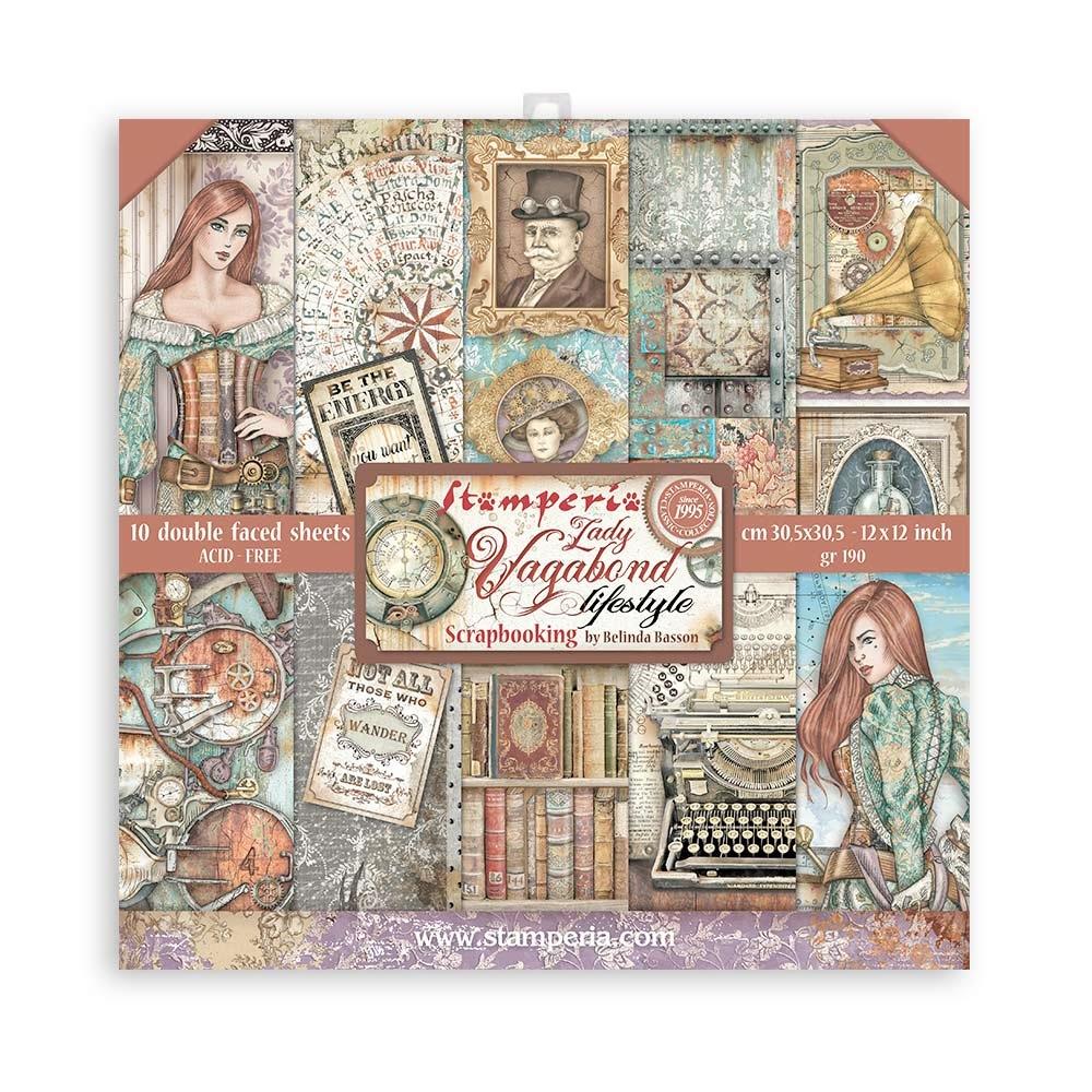 Stamperia  - Lady Vagabond Lifestyle - Paper Pad  10 pk - 12 x 12"