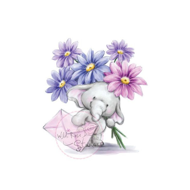 Wild Rose Studio - Clear Stamp - Bella with flowers
