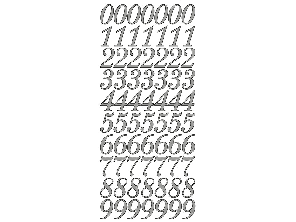 Klistremerker - Tall 0-9 - Sølv