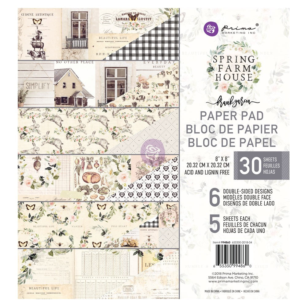 Prima - Spring Farmhouse - Paper Pad   8 x 8"