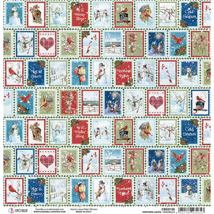 Ciao Bella - Northern Lights - Snowballs 12 x 12"