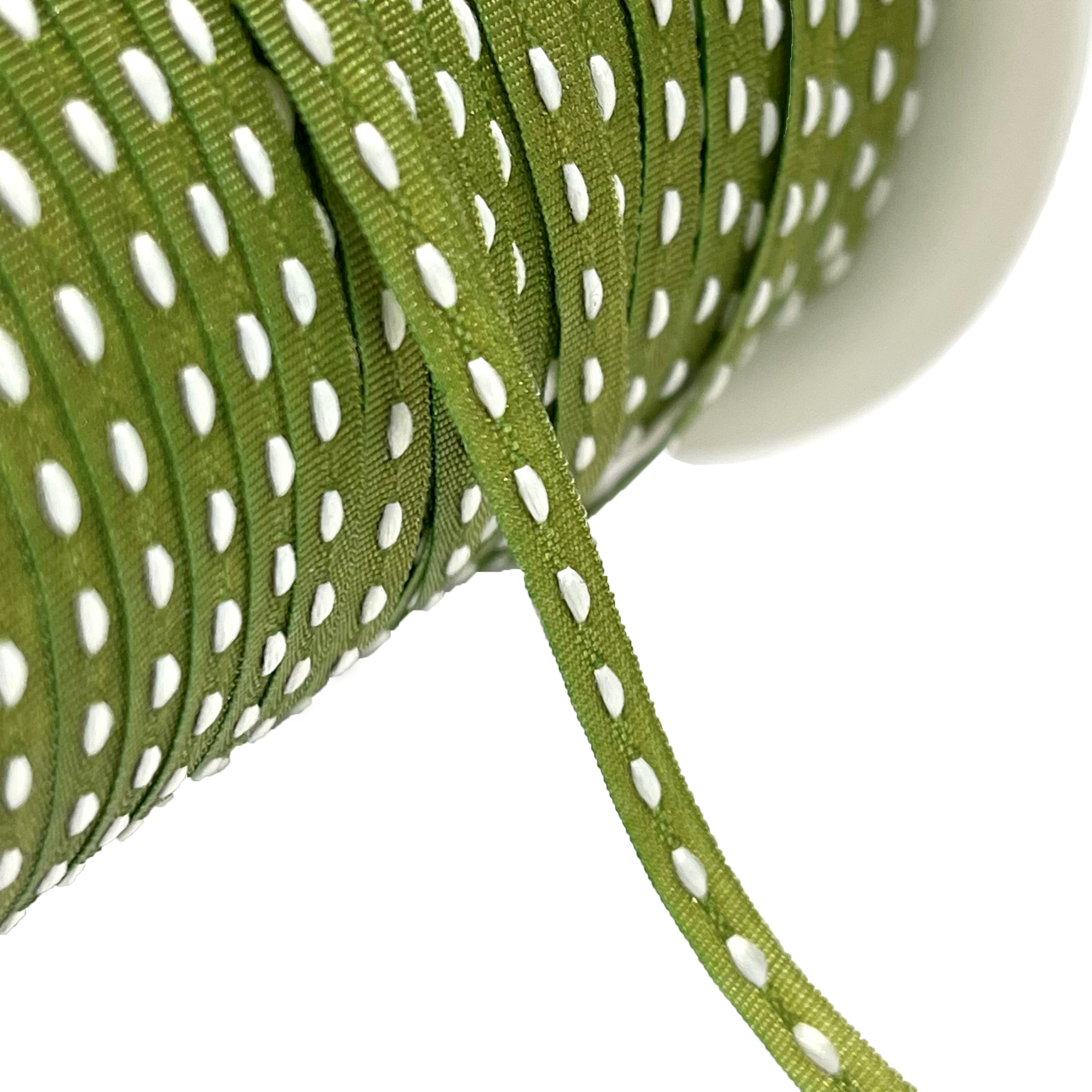 May Arts - Stitched Ribbon - Green - METERSVIS