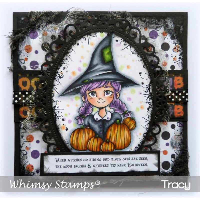 Whimsy Stamps - Cling mount - Pumpkin Witchy