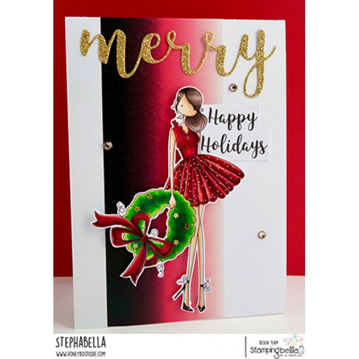 Stamping Bella - Cling Mounted Stamp - Uptown girl - Wren and her wreath