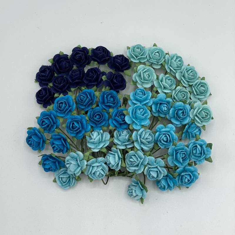Papirdesign - Roser - Petrol/turkis miks - 1,2cm