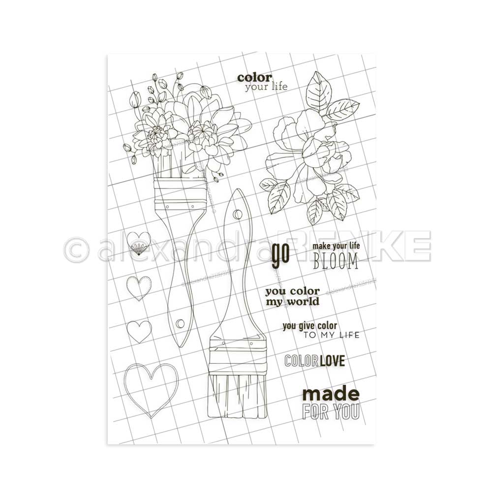 Alexandra Renke - Clear stamps - Wide brush with flowers