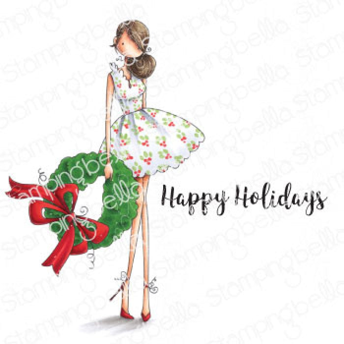 Stamping Bella - Cling Mounted Stamp - Uptown girl - Wren and her wreath
