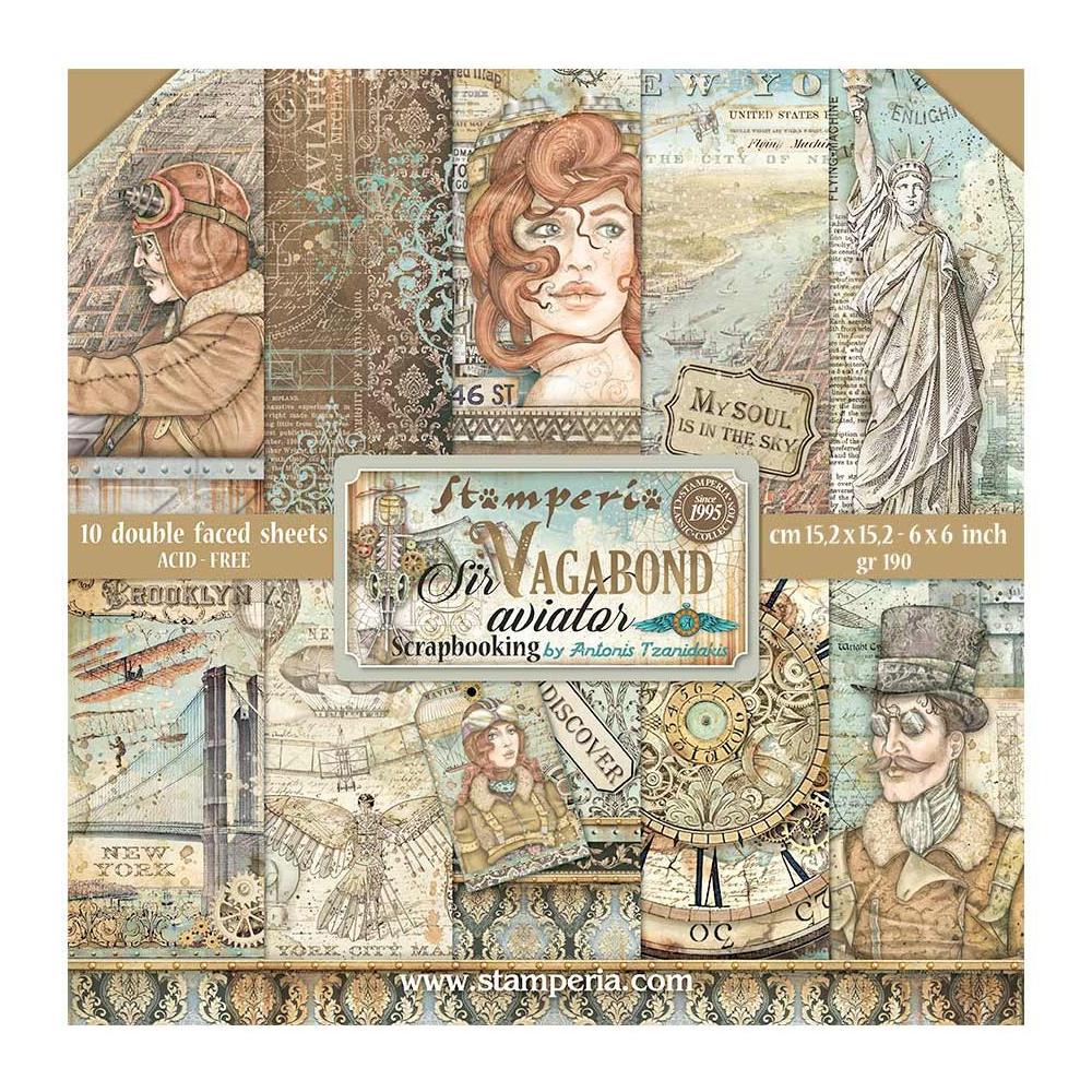 Stamperia - Sir Vagabond Aviator - Paper Pack - 10 pk -    6 x 6"