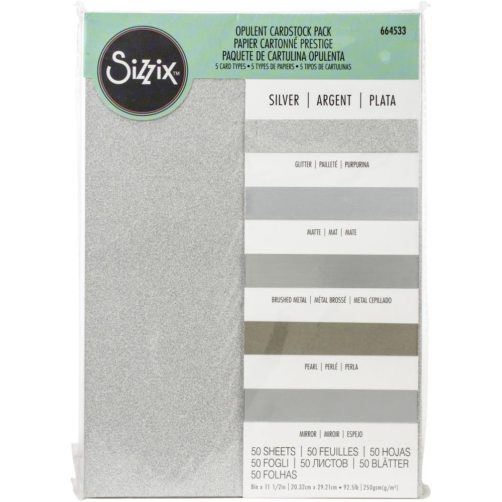 Sizzix - Opulent Cardstock Pad -  Silver - 50 pack