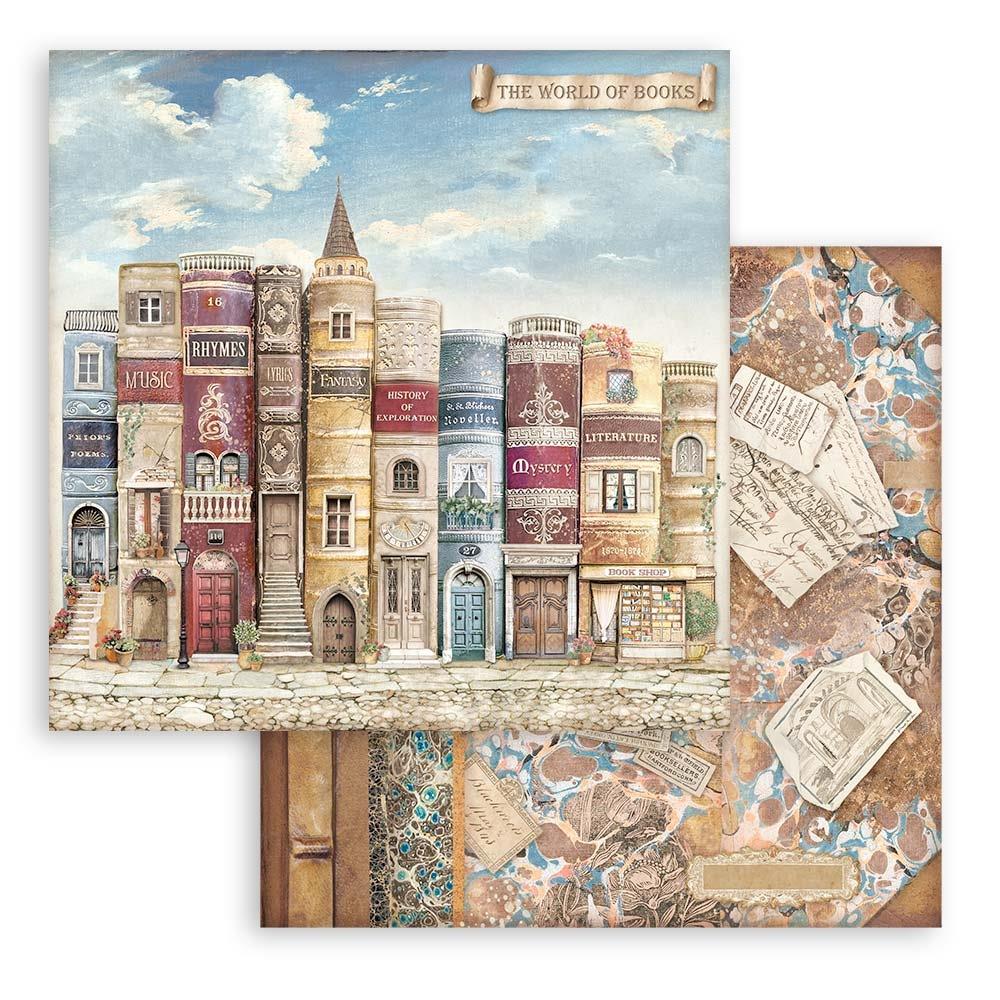 Stamperia  - Vintage Library - World of Books  -   12 x 12"