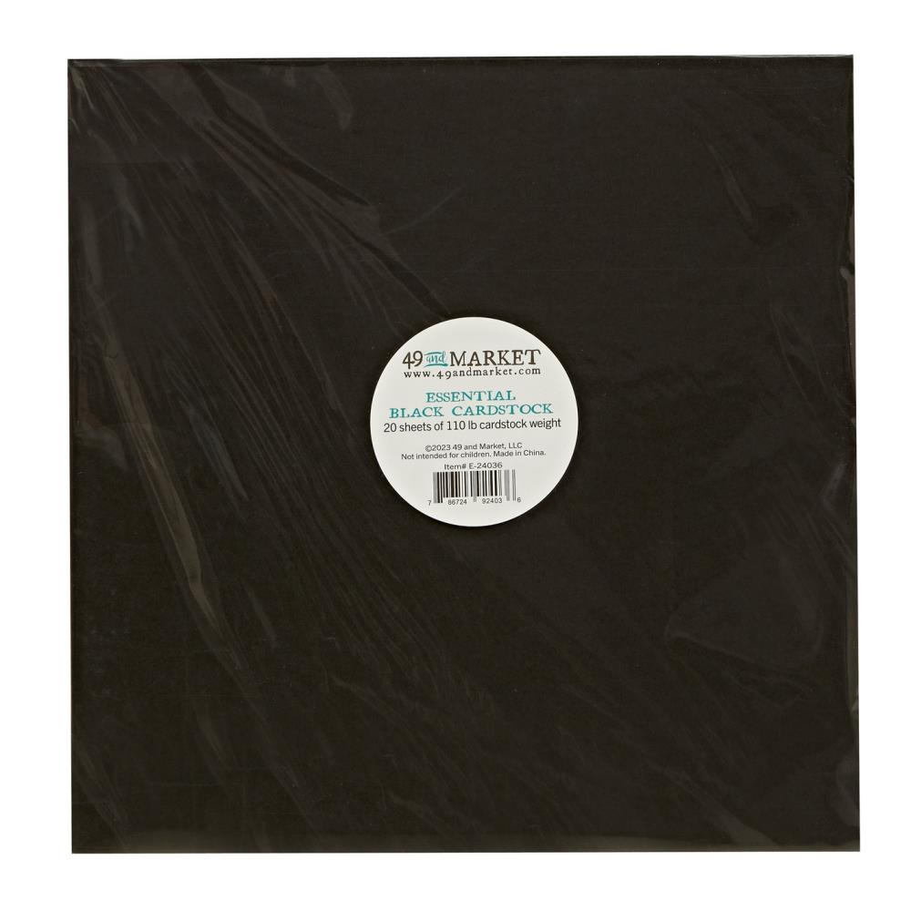 49 and Market - Essential Cardstock - Black -   12 x 12"