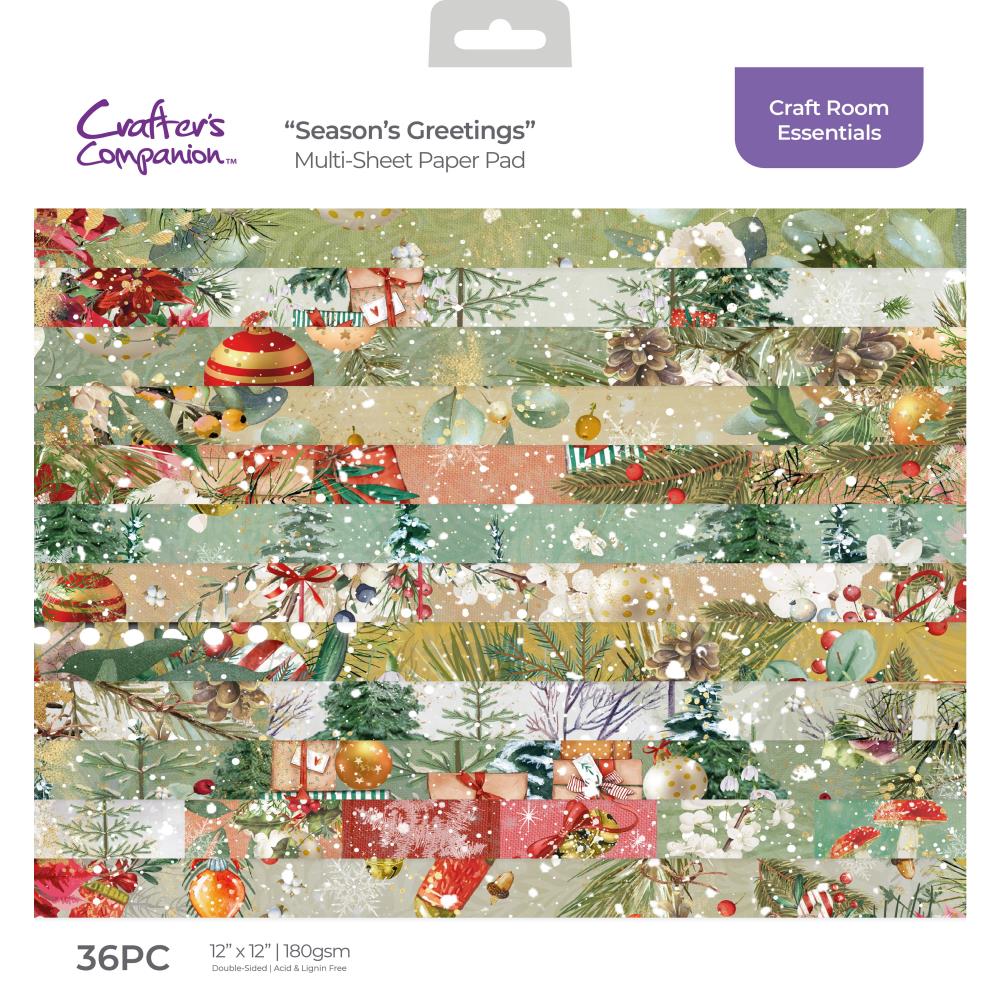 Crafters Companion - Seasons Greetings- Paper Pad  12" x 12"