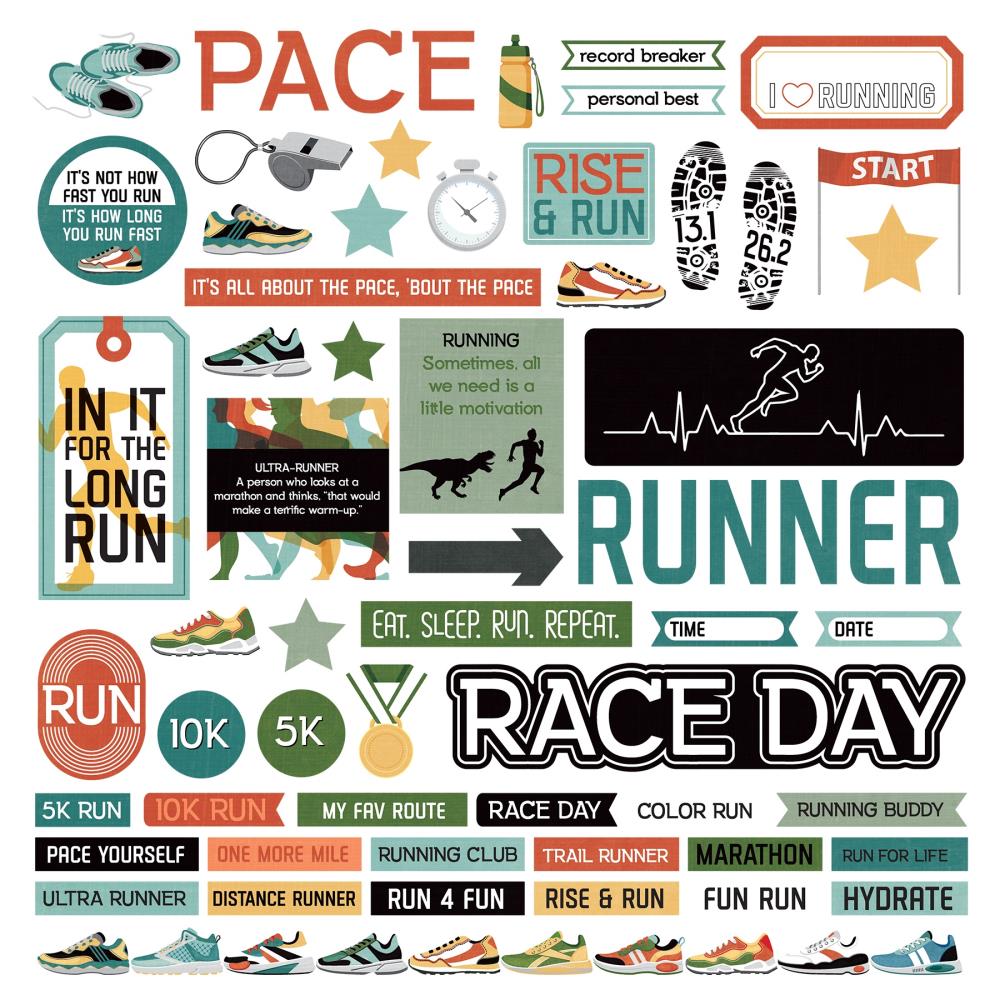Photo Play - Runners High - Element Stickers - 12 x 12"