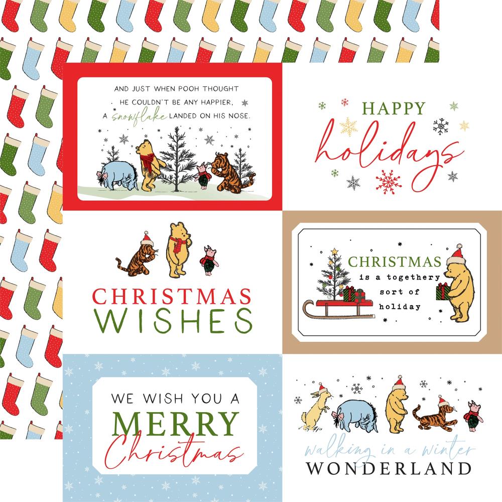 Echo Park - Winnie the Pooh Christmas - 4x6" Journaling Cards  -   12 x 12"