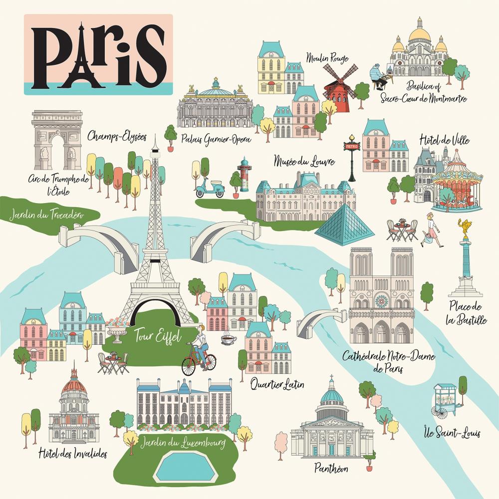 Carta Bella - Paris - Paris Map 12x12"