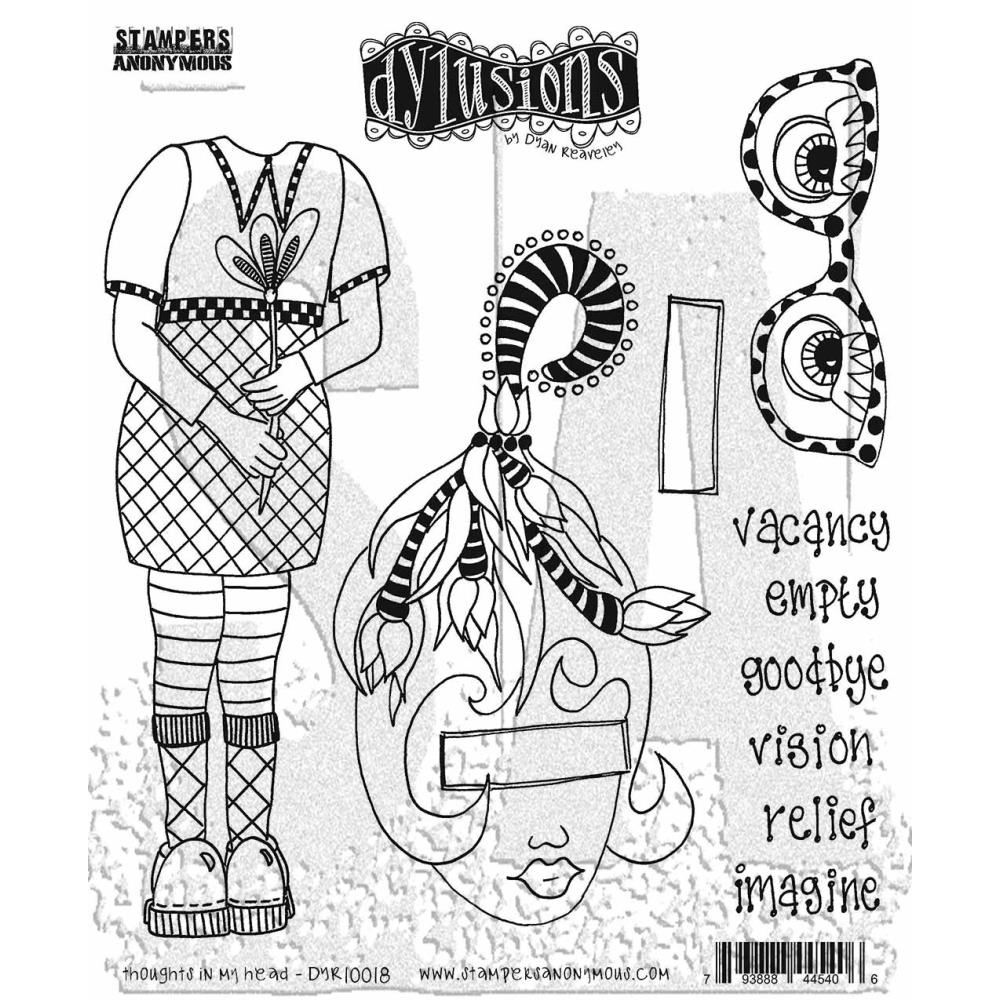 Dylusions - Cling mount stamps - Thoughts in my head