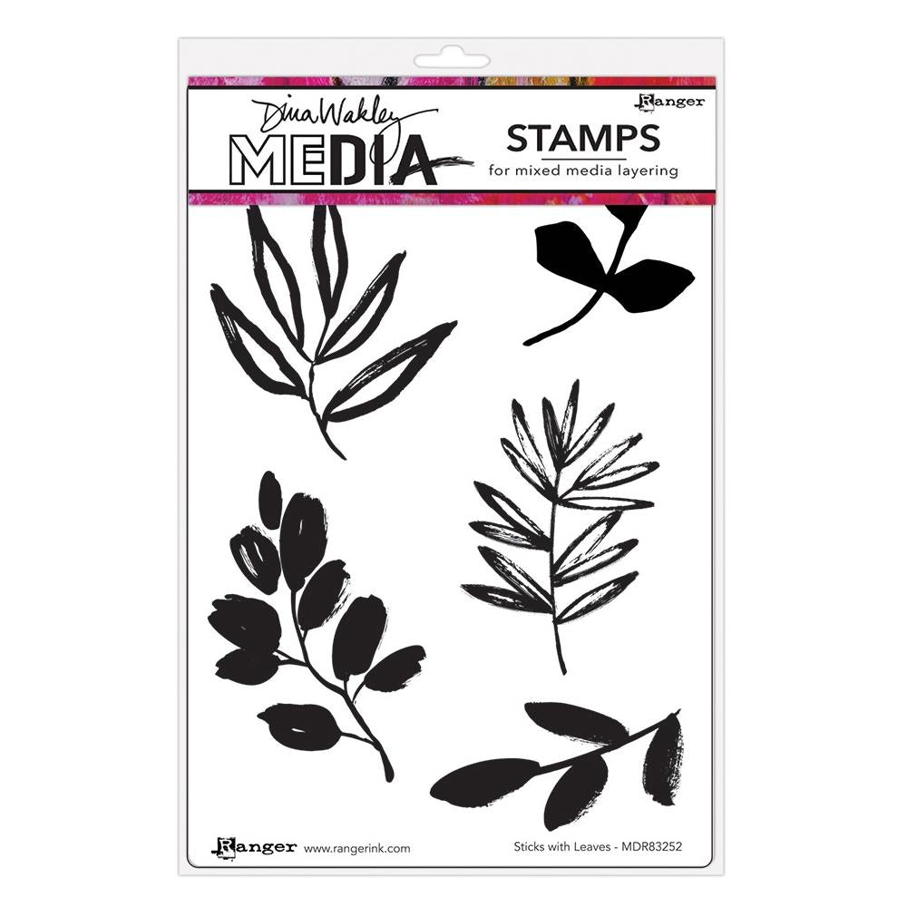 Dina Wakley Media - Stamps - Sticks with leaves