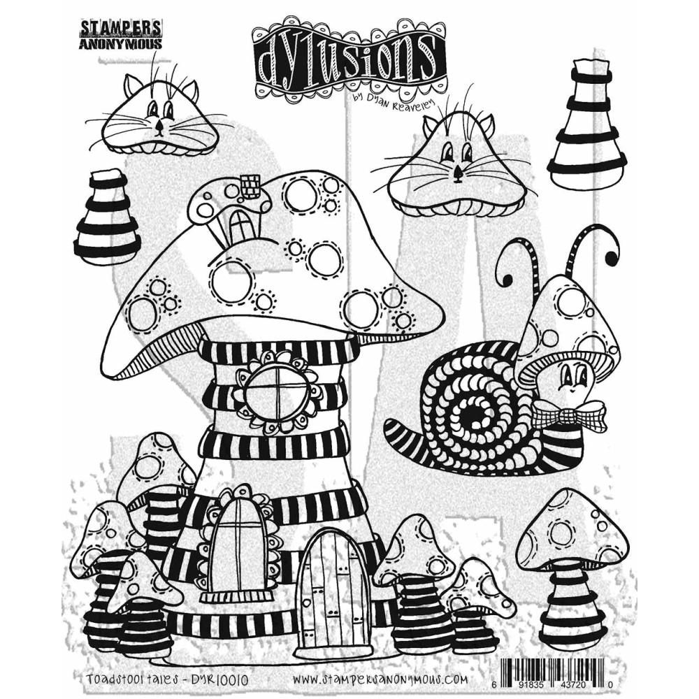 Dylusions - Cling mount stamps - Toadstool Tales