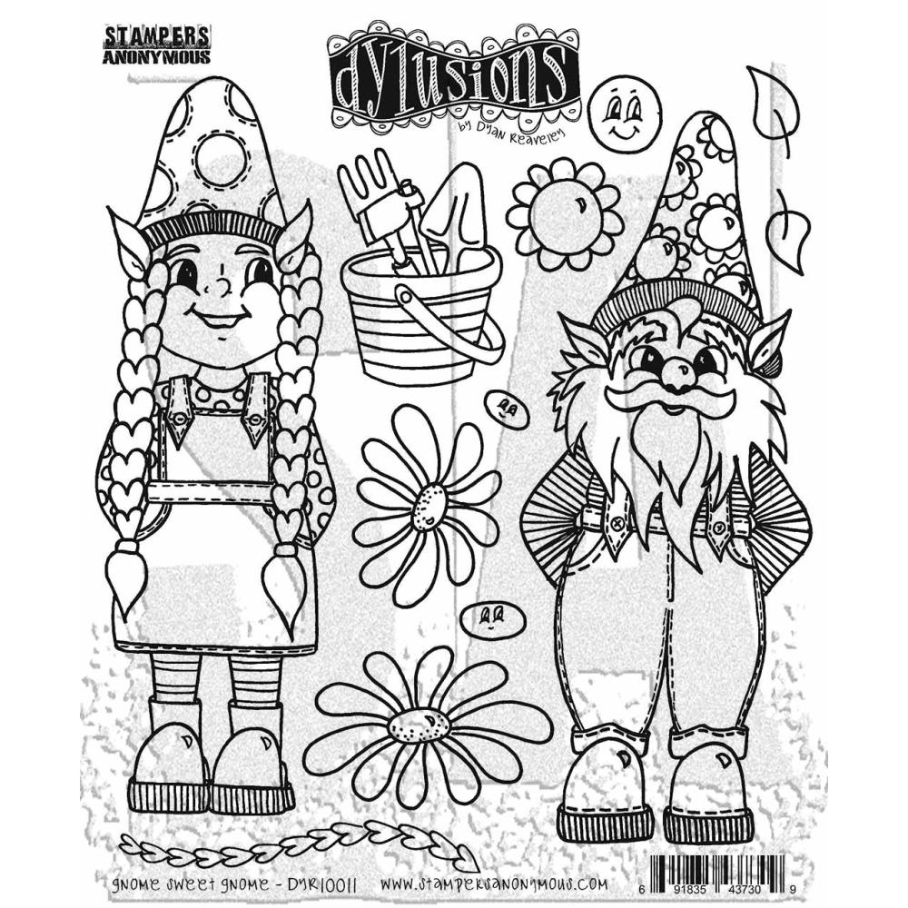 Dylusions - Cling mount stamps - Gnome sweet gnome