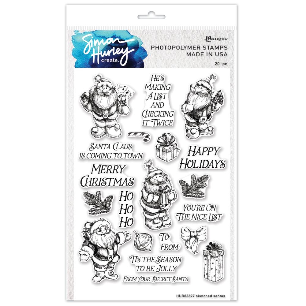 Simon Hurley - Clear Stamps - Sketched Santas