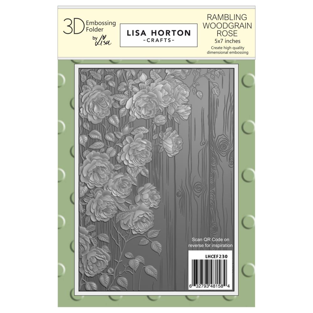 Lisa Horton - Embossing Folder - 3D - Ramling Woodgrain Rose