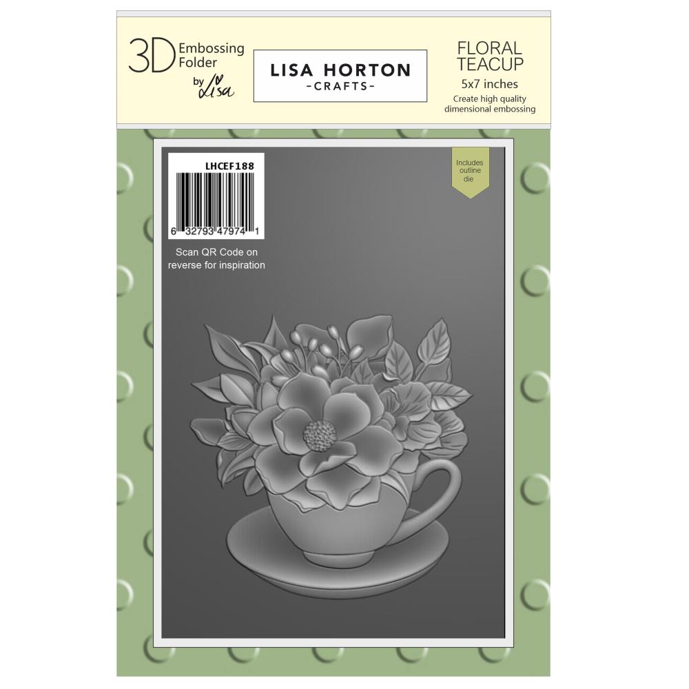 Lisa Horton - Embossing Folder - 3D - Floral Teacup