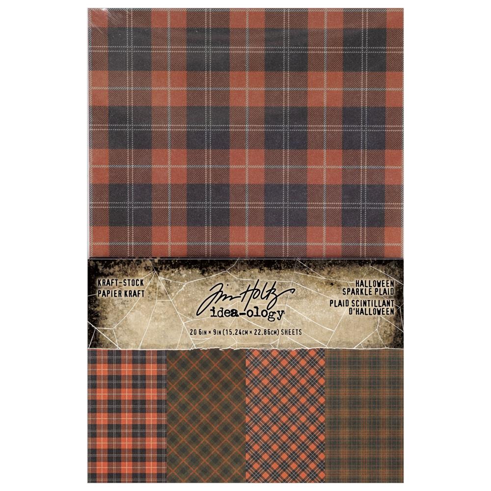 Tim Holtz - Idea-ology - Halloween 2024 - Kraft-Stock - Sparkle Plaid - 6 x 9"