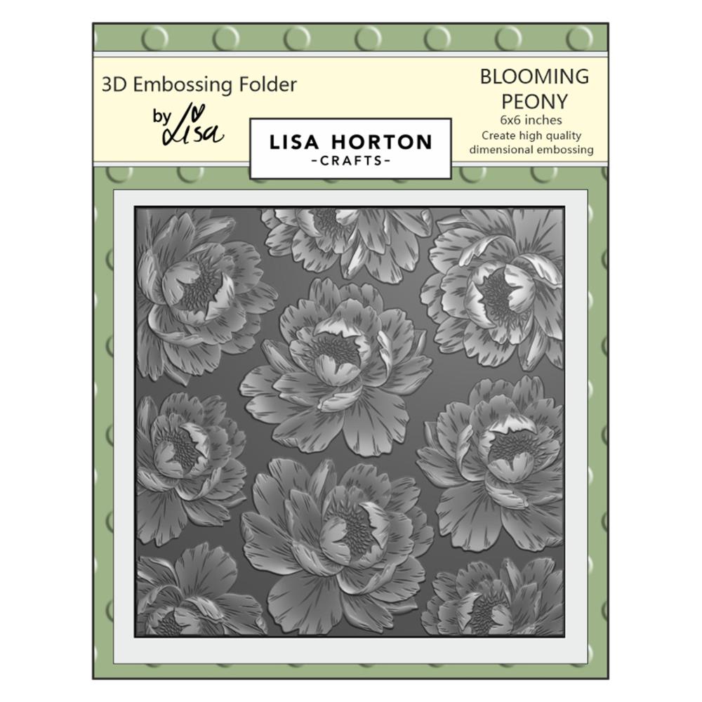 Lisa Horton - Embossing Folder - 3D - Blooming Peony - 6 x 6"