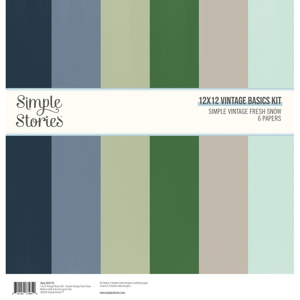 Simple Stories - Fresh Snow - Basics  Paper Pack - 12 x 12"