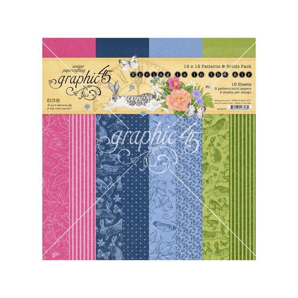 Graphic 45 - Spring is in the air - Patterns and Solids Paper Pad  12 x 12"