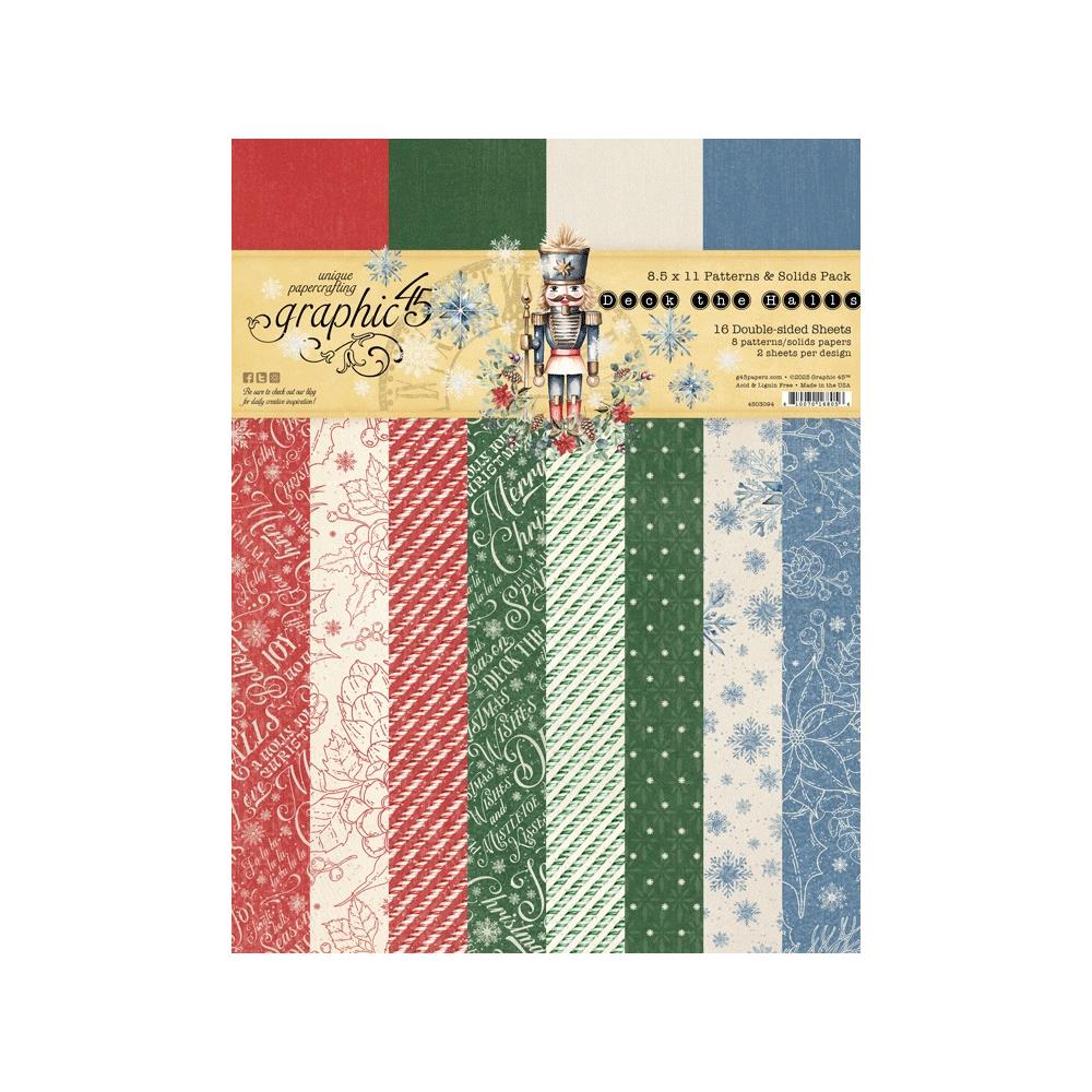 Graphic 45 -  Deck The Halls - Patterns & Solids Paper Pad - 8,5 x 11"