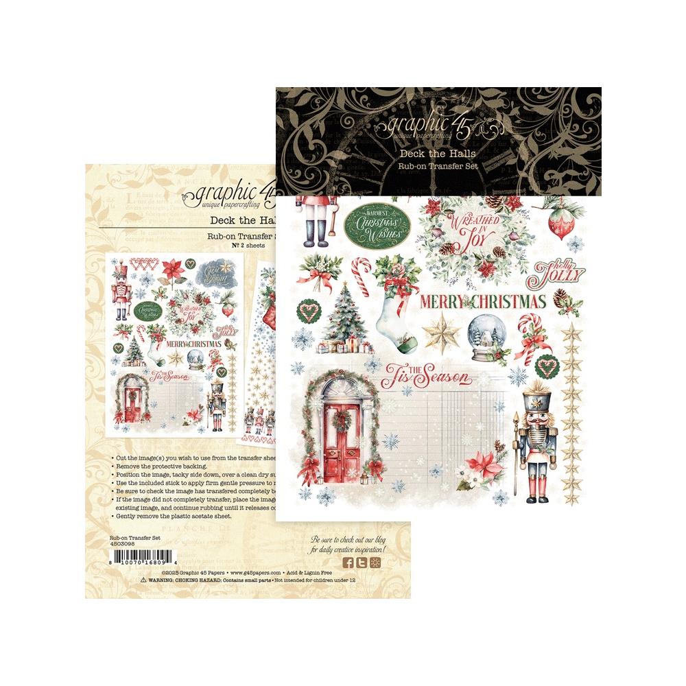 Graphic 45 - Rub On Transfers - Deck The Halls