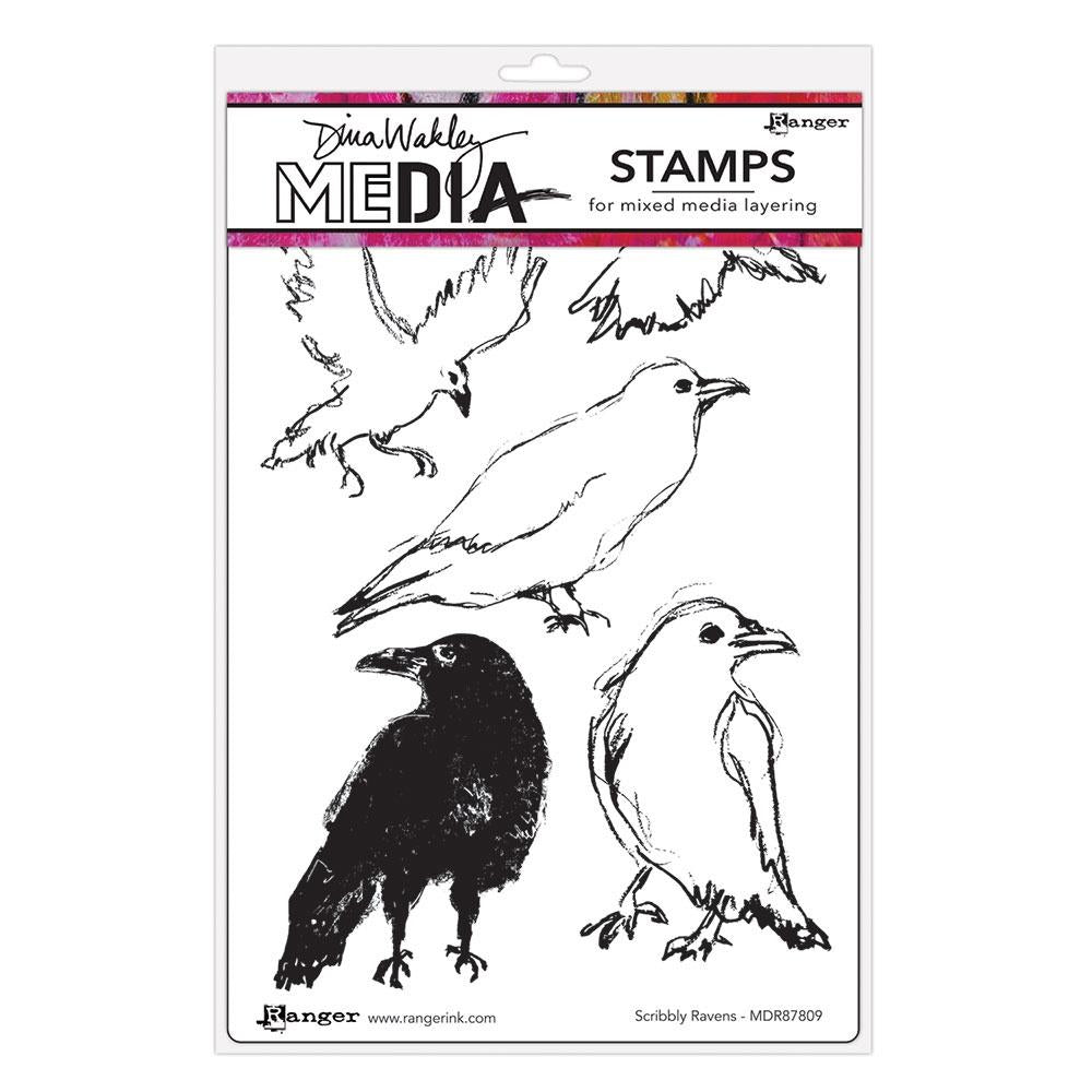 Dina Wakley Media - Stamps - Scribly Ravens