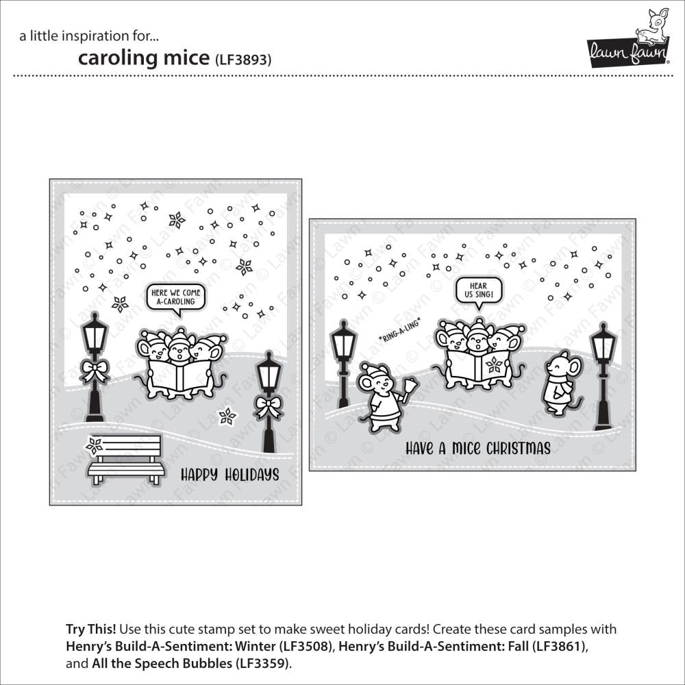 Lawn Fawn - Clearstamps - Caroling Mice