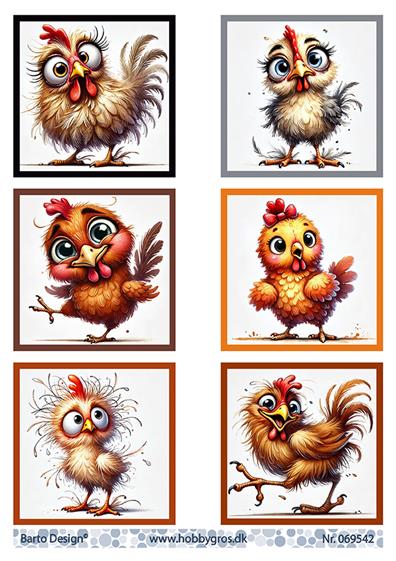 Barto Design - Utklippsark -  Funny Chickens 1