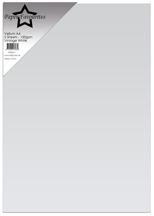 Paper Favourites - Vellum - Vintage white   A4 - 5 pk (100gsm)