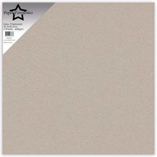 Paper Favourites - Grey Chipboard - 30,5 x 30,5 cm - 5 pack