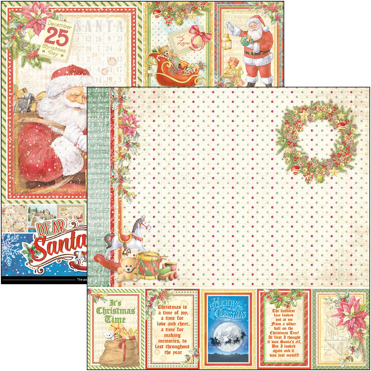 Ciao Bella - Dear Santa - Paper Pack  (12 ark)  12 x 12"