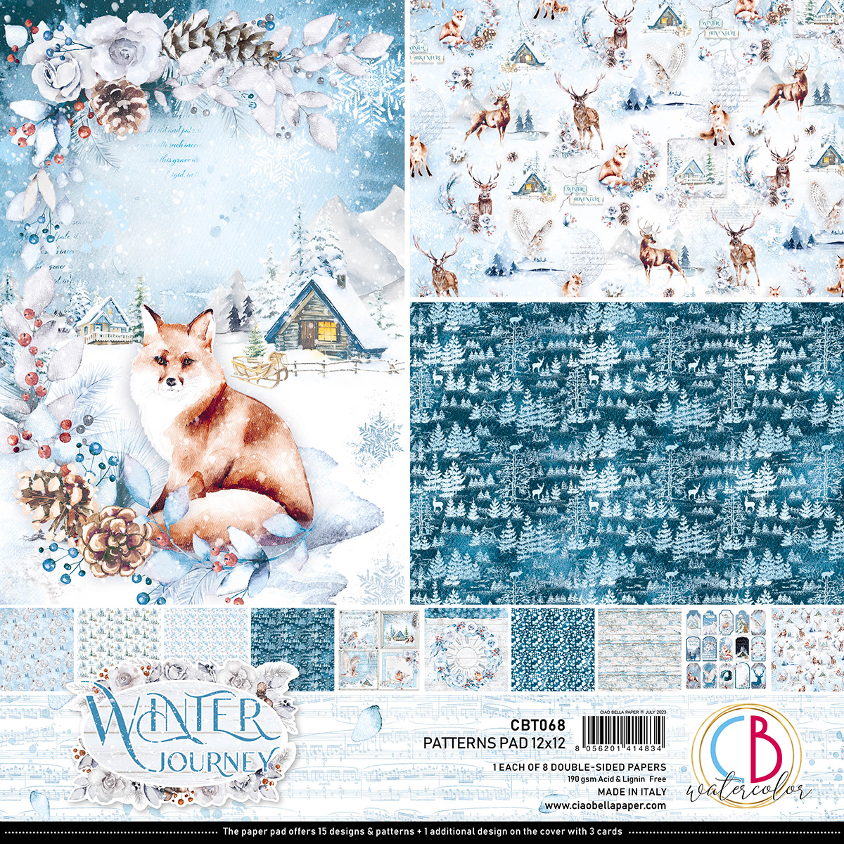 Ciao Bella - Winter Journey - Paper Pack  (8 ark)  12 x 12"
