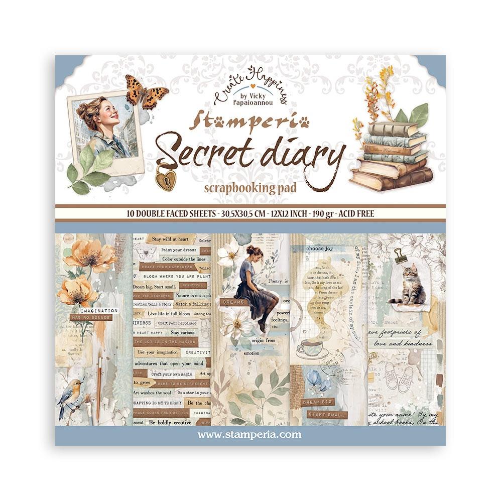 Stamperia  - Secret Diary - Paper Pad  10 pk - 12 x 12"