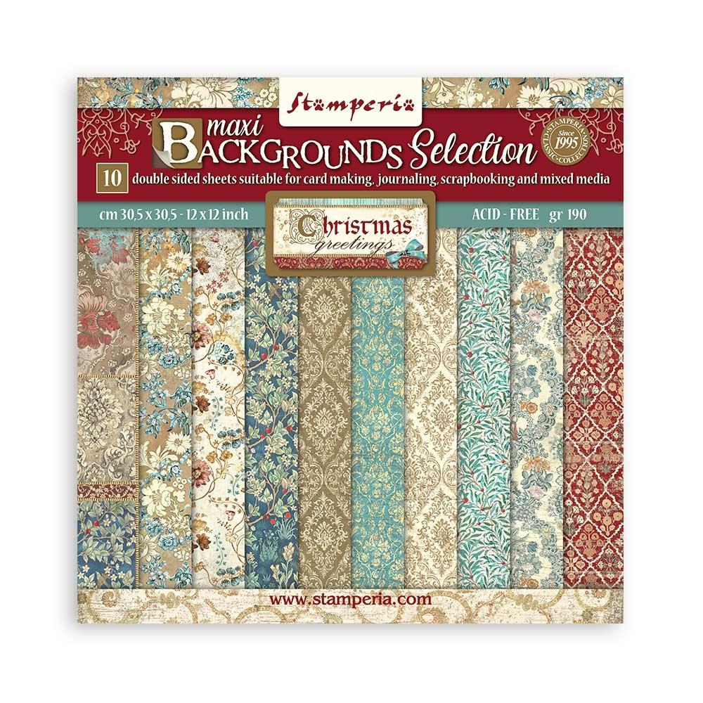 Stamperia  - Christmas Greetings  Background - Paper Pad    12 x12"