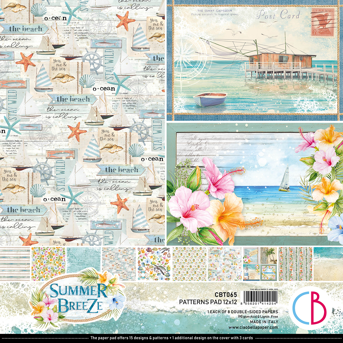 Ciao Bella - Summer Breeze - Paper Pack  (8 ark)  12 x 12"