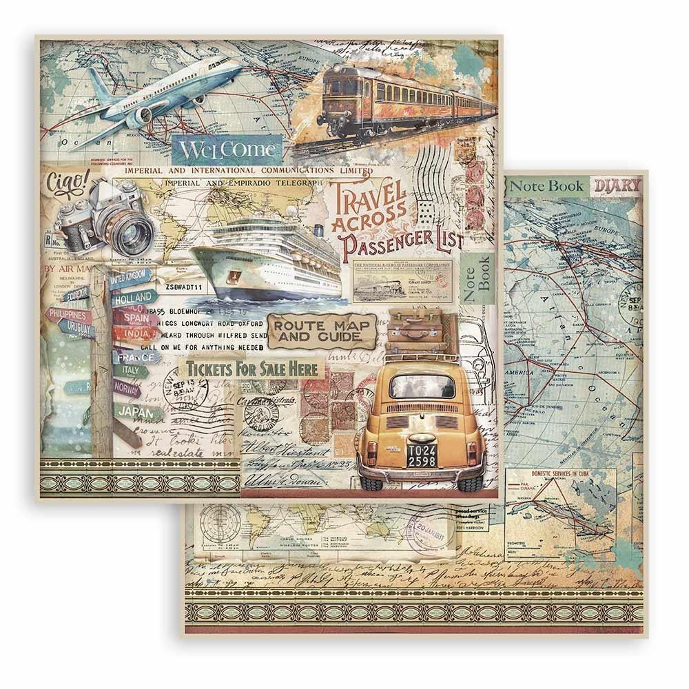 Stamperia  - Art of travelling - Paper Pad    8 x 8" (10ark)