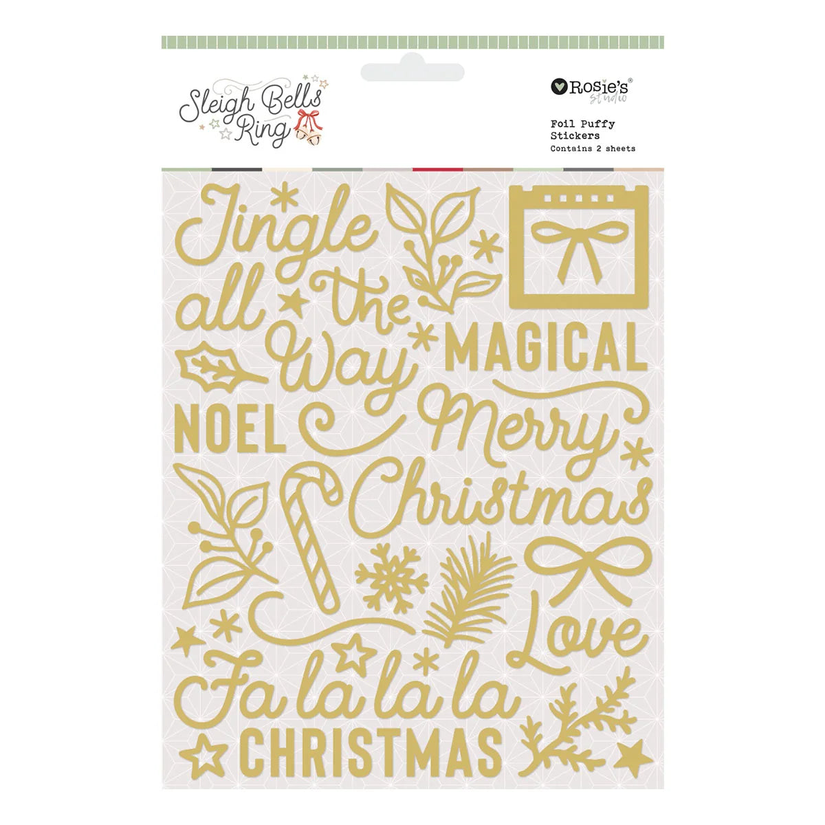 Spellbinders - Sleigh Bells Ring - Foil Puffy Stickers by Rosie's Studio